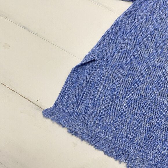 J. Jill Blue Round Neck Tunic Length Ribbed Knit Sweater Button Detail Sz M - Picture 3 of 11